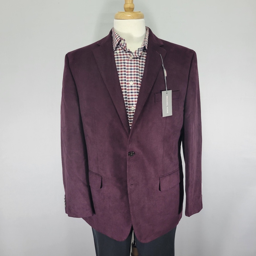 Michael Kors Men's Suede Sport Coat Blazer Two Button KENT Burgundy 42R NEW